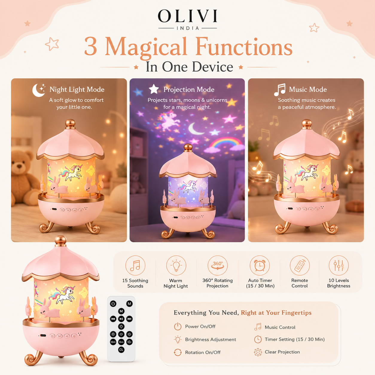 Bunny carousel night light