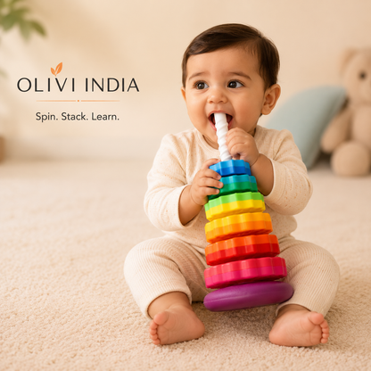 Rainbow spinning stacker